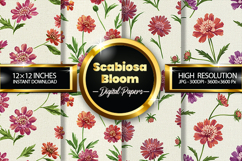 Scabiosa Bloom Digital Papers - 04 Variations Product Image 1