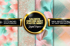 Salmon Orchid Mist Pastel Mint Glitter Digital Papers Product Image 1