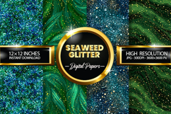 Seaweed Glitter Digital Papers - 04 Variations Product Image 1