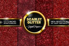 Scarlet Glitter Digital Papers - 04 Variations Product Image 1