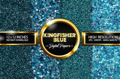 Kingfisher Blue Glitter Digital Papers - 04 Variations Product Image 1