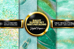 Ballet Slipper Sky Mist Pistachio Glitter Digital Papers Product Image 1