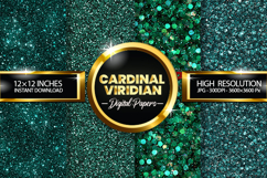 Cardinal Viridian Glitter Digital Papers - 04 Variations Product Image 1