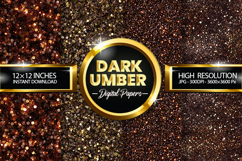 Dark Umber Glitter Digital Papers - 04 Variations Product Image 1