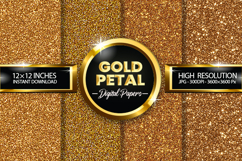 Golden Apricot Glitter Digital Papers - 04 Variations Product Image 1