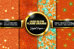 Jade Glow Flame Orange Glitter Digital Papers - 04 Varitions Product Image 1