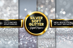 Silver Soft Glitter Glitter Digital Papers - 04 Variations Product Image 1