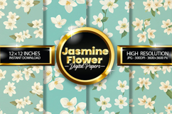 Jasmine Flower Digital Papers - 04 Variations Product Image 1