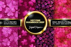 Hot Pink Shamrock Deep Glitter Digital Papers Product Image 1