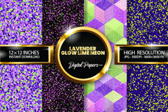 Lavender Glow Lime Neon Glitter Digital Papers -04 varitions Product Image 1