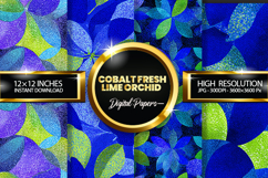 Cobalt Fresh Lime Orchid Digital Papers - 04 Varitions Product Image 1