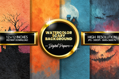 Watercolor Scary Background Digital Papers - 04 Variations Product Image 1