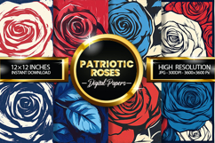 Patriotic Roses Digital Papers - Patriotic Texture Product Image 1