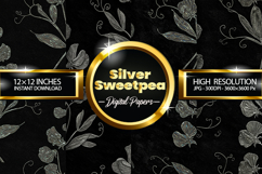 Silver Sweetpea Digital Papers - 04 Variations Product Image 1