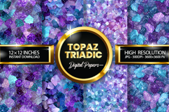 Topaz Triadic Glitter Digital Papers - 04 Varitions Product Image 1