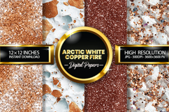 Arctic White Glitter Digital Papers - 04 Variations Product Image 1