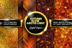 Autumn Glow Arctic Light Glitter Digital Papers Product Image 1