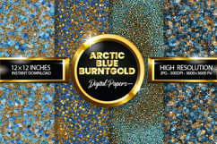 Arctic Blue Burnt Gold Glitter Digital Papers - 04 Variation Product Image 1