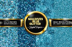 Maldives Blue Glitter Digital Papers - 04 Variations Product Image 1