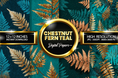 Chestnut Fern Teal Glitter Digital Papers - 04 Variations Product Image 1