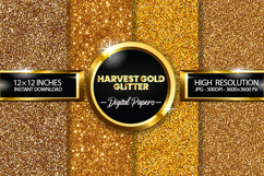 Harvest Gold Glitter Digital Papers - 04 Variations Product Image 1