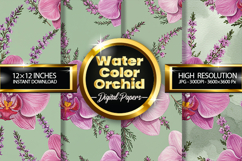 Watercolor orchid Digital Papers - 04 Variations Product Image 1