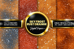 Sky Frost Rust Orange Glitter Digital Papers - 04 Varitions Product Image 1