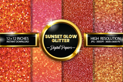 Sunset Glow Glitter Digital Papers - 04 Variations Product Image 1