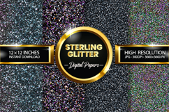 Sterling Glitter Digital Papers - 04 Variations Product Image 1