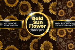 Gold Sunflower Digital Papers - 04 Variations Product Image 1