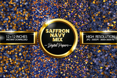 Saffron Navy mix Glitter Digital Papers - 04 Variations Product Image 1