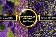 Mystic Violet Lime Zest Glitter Digital Papers - 04 Varition Product Image 1