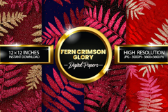 Fern Crimson Glory Glitter Digital Papers - 04 Variations Product Image 1