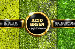 Acid Green Glitter Digital Papers - 04 Variations Product Image 1
