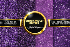 Shock Violet Glitter Digital Papers - 04 Variations Product Image 1