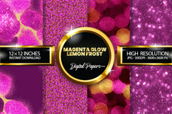 Magenta Glow Lemon Frost Glitter Digital Papers- 04 Varition Product Image 1