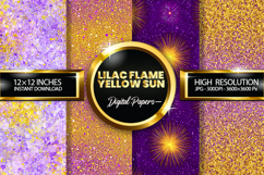 Lilac Flame Yellow Sun Glitter Digital Papers - 04 Varitions Product Image 1