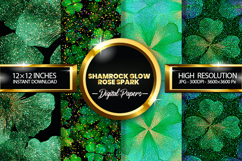 Shamrock Glow Rose Spark Glitter Digital Papers- 04 Varition Product Image 1