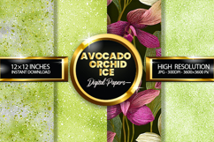 Avocado Orchid Ice Glitter Digital Papers - 04 Variations Product Image 1