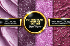Buttercream Plum Glitter Digital Papers - 04 Variations Product Image 1