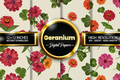 Geranium Digital Papers - 04 Variations Product Image 1