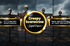 Creepy Scarecrow Digital Papers - 04 Variations Product Image 1