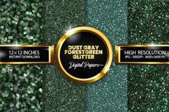Dust Gray ForestGreen Glitter Digital Papers - 04 Variatio Product Image 1