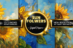 Sun Flowers Digital Papers - 04 Variation Product Image 1