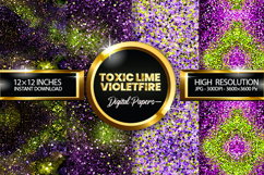 Toxic Lime VioletFire Glitter Digital Papers - 04 Varitions Product Image 1