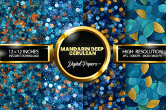Mandarin Deep Cerulean Glitter Digital Papers - 04 Varitions Product Image 1