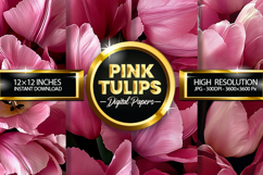 Pink Tulips Digital Papers - 04 Variation Product Image 1