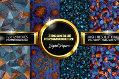Zircon Blue Persimmon Fire Glitter Digital Papers Product Image 1