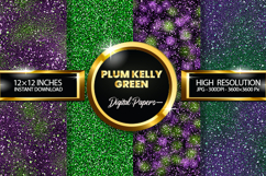 Plum Kelly Green Glitter Digital Papers - 04 Varitions Product Image 1