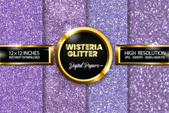 Wisteria Glitter Digital Papers - 04 Variations Product Image 1